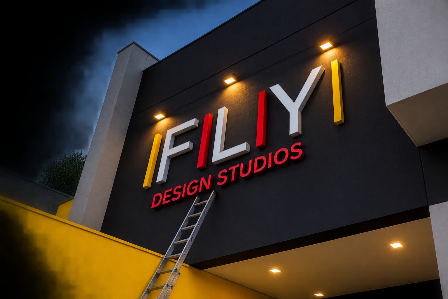 Fachada comercial com comunicação visual em destaque